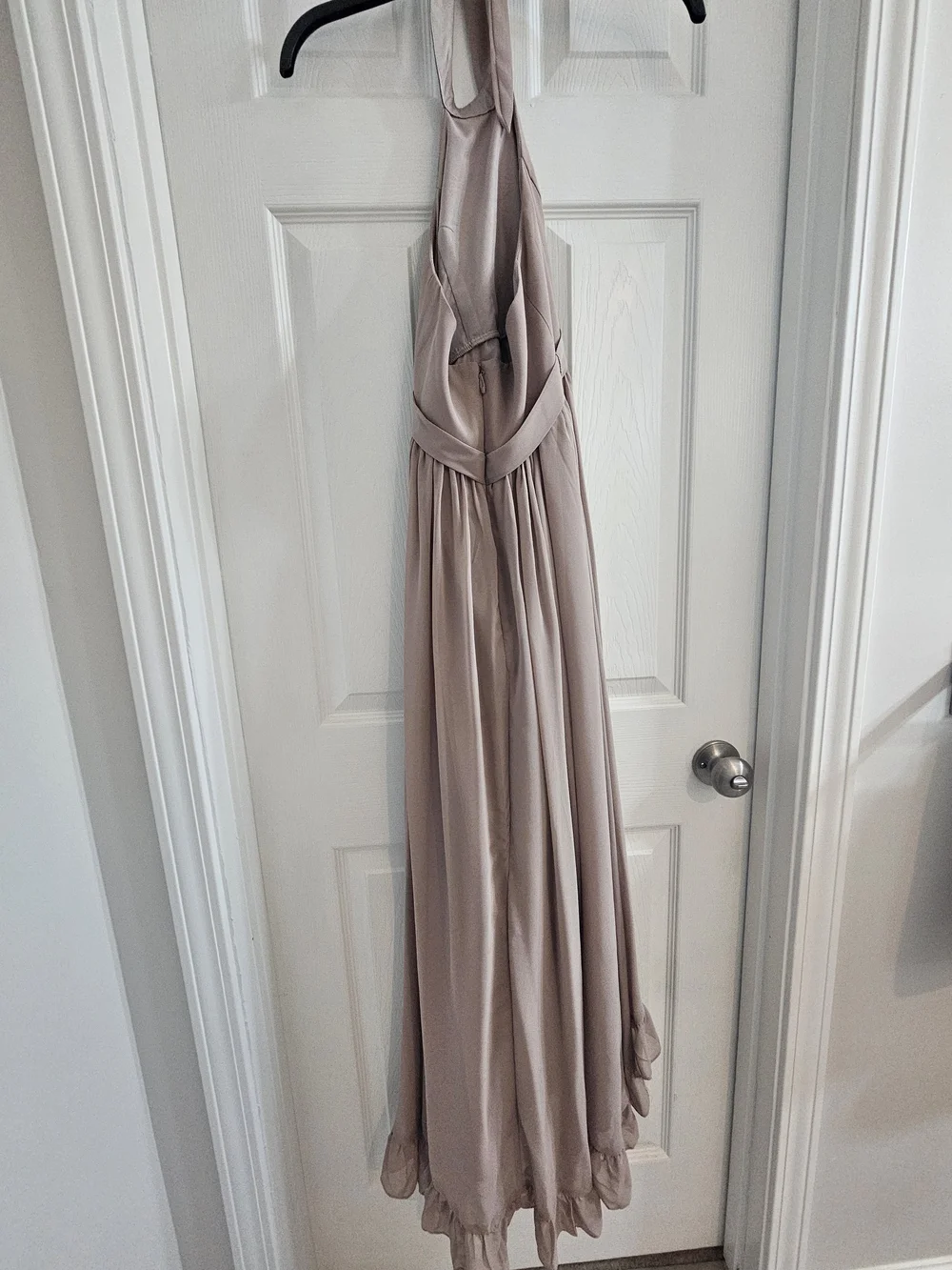 Azazie Mauve Dusty Rose Halter Ruffle High-Low Dress